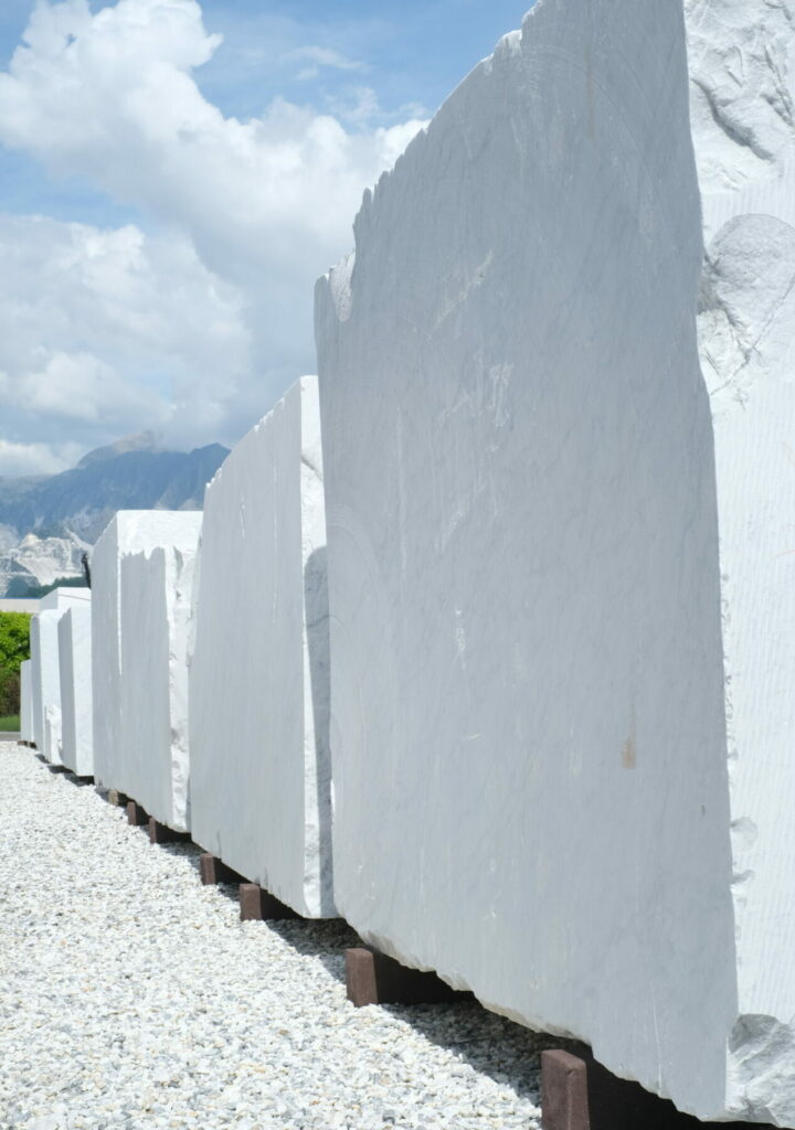 White carrara marble blocks featured on homepage