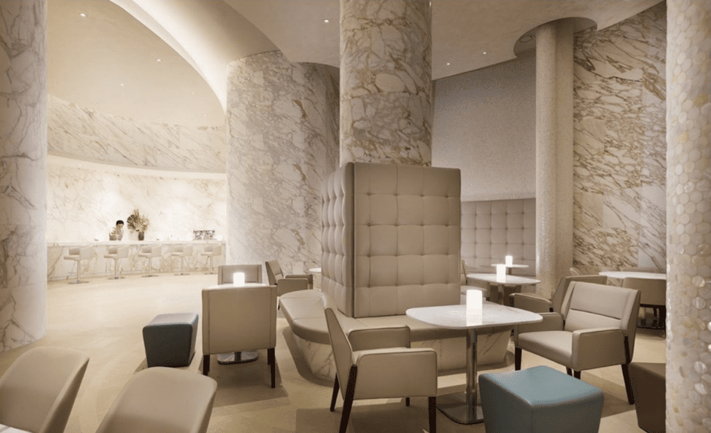 Close-up of Calacatta Vagli marble with white background and golden veining